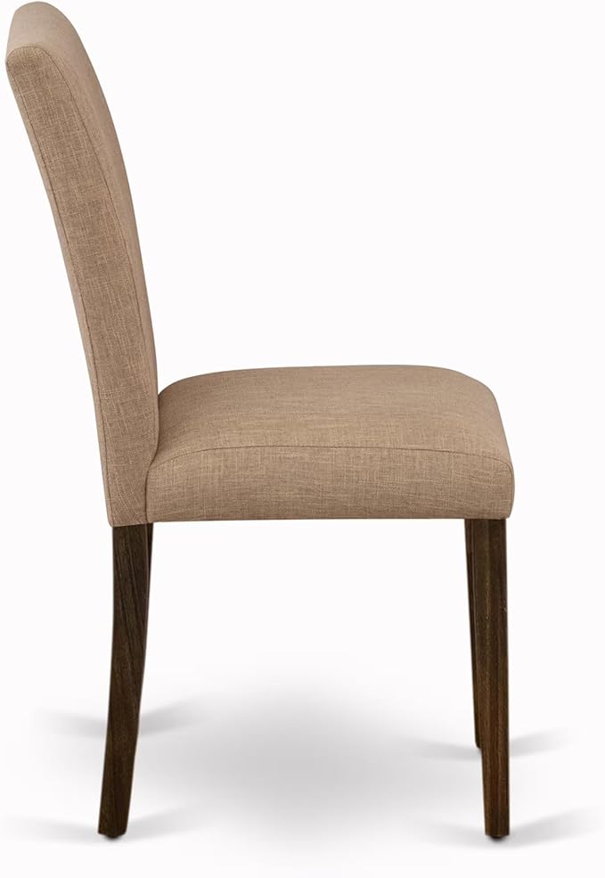 East West Furniture V727AB747-5 5 Piece Kitchen Table Set for 4 Includes a Rectangle Dining Room Table with V-Legs and 4 Light Sable Linen Fabric Parsons Chairs, 40x72 Inch, Multi-Color