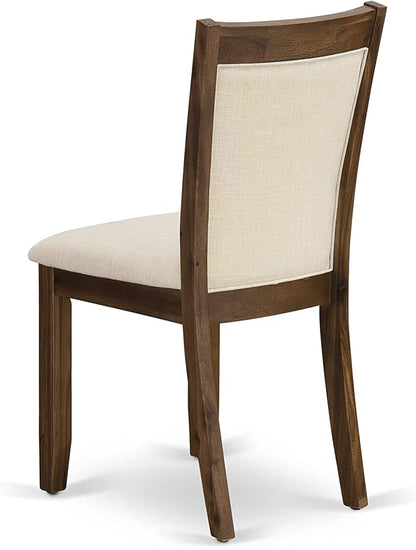 East West Furniture X777MZN32-6 6 Piece Dining Table Set Contains a Rectangle Kitchen Table with X-Legs and 4 Light Beige Linen Fabric Parson Chairs with a Bench, 40x72 Inch, Multi-Color