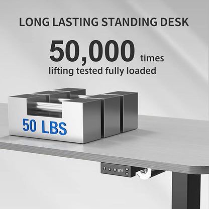 JOY worker Electric Height Adjustable Standing Desk, Grey Whole Piece 48 x 24 Inches Sit Stand Up Desk with Memory Controller, Quick Assembly Standing Workstation for Home Office