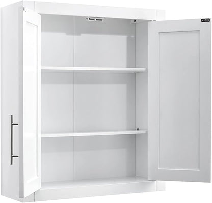 Crosley Furniture Savannah Wall Mounted Bathroom Storage Medicine Cabinet with Shelves, White