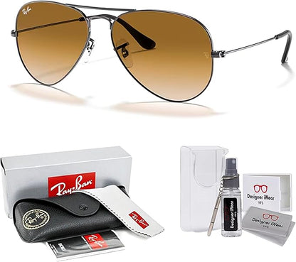 Ray-Ban RB3025 Metal Aviator Sunglasses For Men For Women +BUNDLE with ACCESSORY EYEWEAR KIT