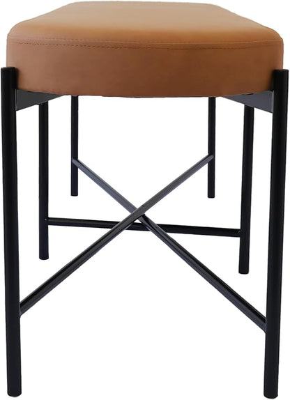 54” upholstered Vegan Leather Accent Ottoman Bench for entryway, Living Rooms, lounges, bedrooms-Brown