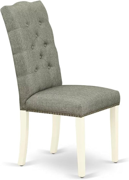 East West Furniture V097EL207-7 7 Piece Dining Table Set Consist of a Rectangle Kitchen Table with V-Legs and 6 Gray Linen Fabric Parson Dining Room Chairs, 40x72 Inch, Multi-Color
