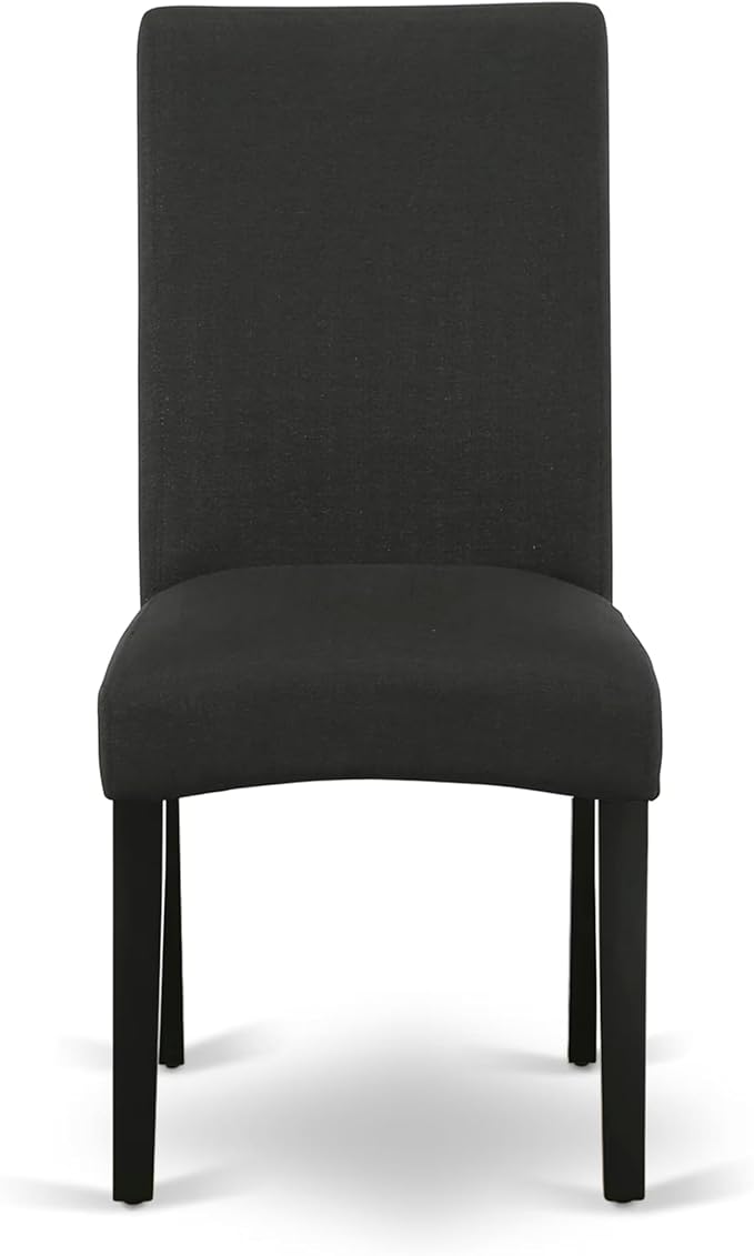 East West Furniture V627DR124-6 6 Piece Dinette Set Contains a Rectangle Dining Table with V-Legs and 4 Black Color Linen Fabric Parson Chairs with a Bench, 40x72 Inch, Multi-Color