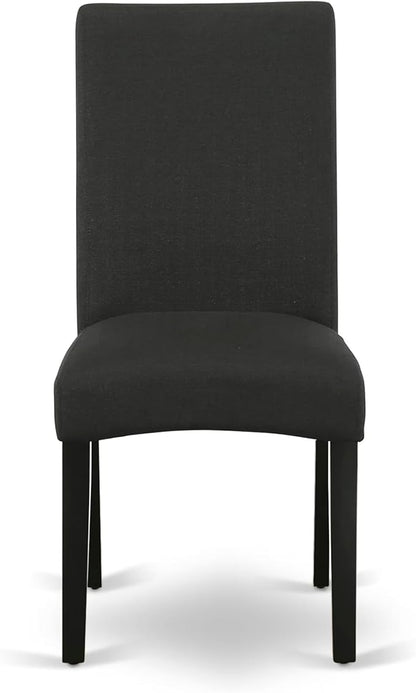 East West Furniture V697DR124-9 9 Piece Dining Table Set Includes a Rectangle Dining Room Table with V-Legs and 8 Black Color Linen Fabric Upholstered Chairs, 40x72 Inch, Multi-Color