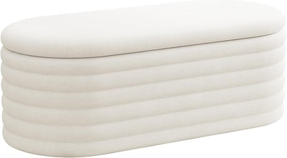 Storage Ottoman Bench 40 inch Upholstered Chenille Fabric Storage Bench for Bedroom End of Bed Stool Aesthetic Large Storag Ottoman for Living Room Entryway,Beige White