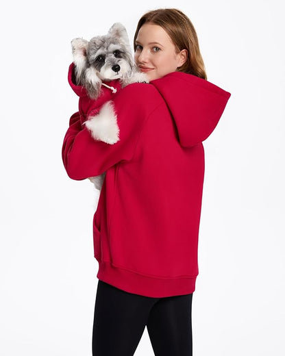 XPUDAC Matching Hoodie for Dogs and Humans Womens Hoodie Oversized Fleece Sweatshirts Long Sleeve Sweaters Pullover Fall Winter Clothes with Pocket, Red, Medium
