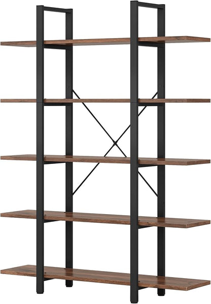 Tribesigns 5-Tier Bookshelf, Vintage Industrial Style Bookcase 72 H x 12 W x 47L Inches