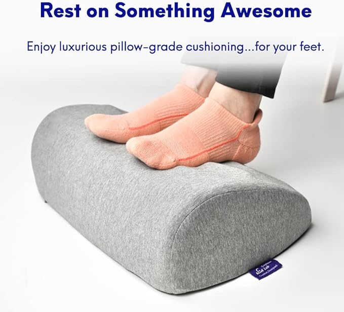 C CUSHION LAB Ergonomic Foot Rest for Under Desk - Patented Massage Ridge Design Memory Foam Foot Stool Pillow for Work, Home, Gaming, Computer, Office Chair - Footrest for Back & Hip Pain Relief