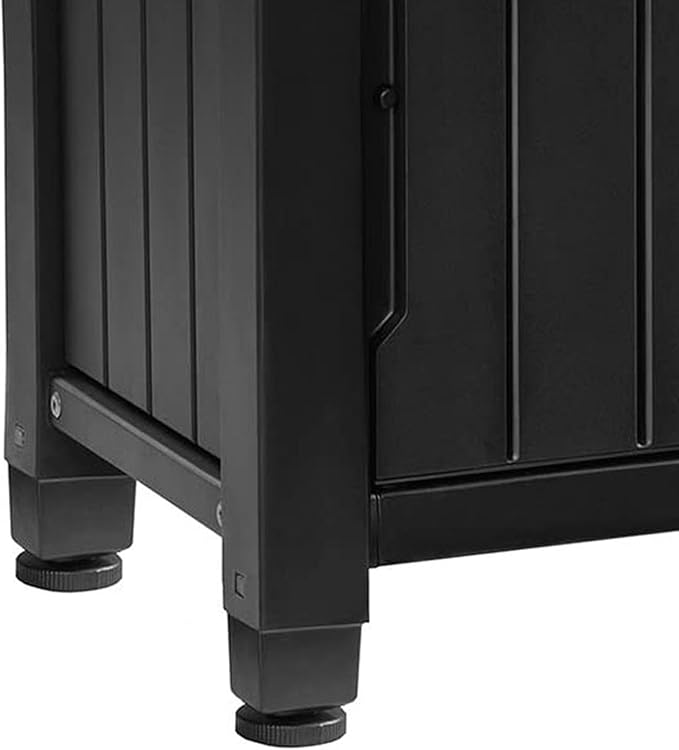 Keter Unity Small 40 Gallon Grill Prep Table and Storage Cart, Grey – BBQ Station with Wheels and Stainless Steel Top, Portable Serving Stand for Patio, Deck, and Backyard