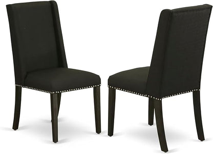 East West Furniture X627FL624-6 6 Piece Dining Room Set Contains a Rectangle Dining Table with X-Legs and 4 Black Linen Fabric Parson Chairs with a Bench, 40x72 Inch, Multi-Color