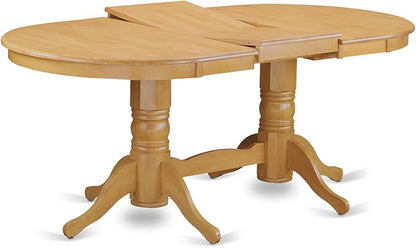 East West Furniture VAAB9-OAK-55 9 Piece Modern Dining Table Set Includes an Oval Wooden Table with Butterfly Leaf and 8 Oasis Blue Faux Leather Parson Dining Chairs, 40x76 Inch, Oak