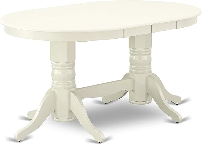 East West Furniture VAVA5-LWH-C 5 Piece Dinette Set for 4 Includes an Oval Dining Table with Butterfly Leaf and 4 Linen Fabric Dining Room Chairs, 40x76 Inch, Linen White