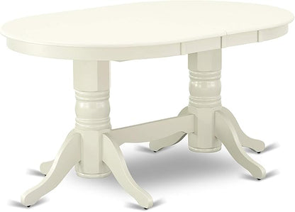 East West Furniture VAVA7-LWH-W 7 Piece Dining Room Table Set Consist of an Oval Kitchen Table with Butterfly Leaf and 6 Dining Chairs, 40x76 Inch, Linen White