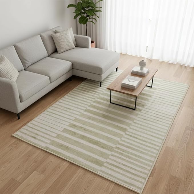 Muddy Mat짰 Creamline 3ft x 5ft Washable Area Rugs for Living Room, Bedroom & Dining Room ??Modern Soft Low Pile Non Slip Carpet ??Pet Friendly Waterproof Foldable Rugs for Home