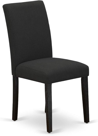 East West Furniture X627AB624-7 7 Piece Dining Room Furniture Set Consist of a Rectangle Dining Table with X-Legs and 6 Black Color Linen Fabric Upholstered Chairs, 40x72 Inch, Multi-Color