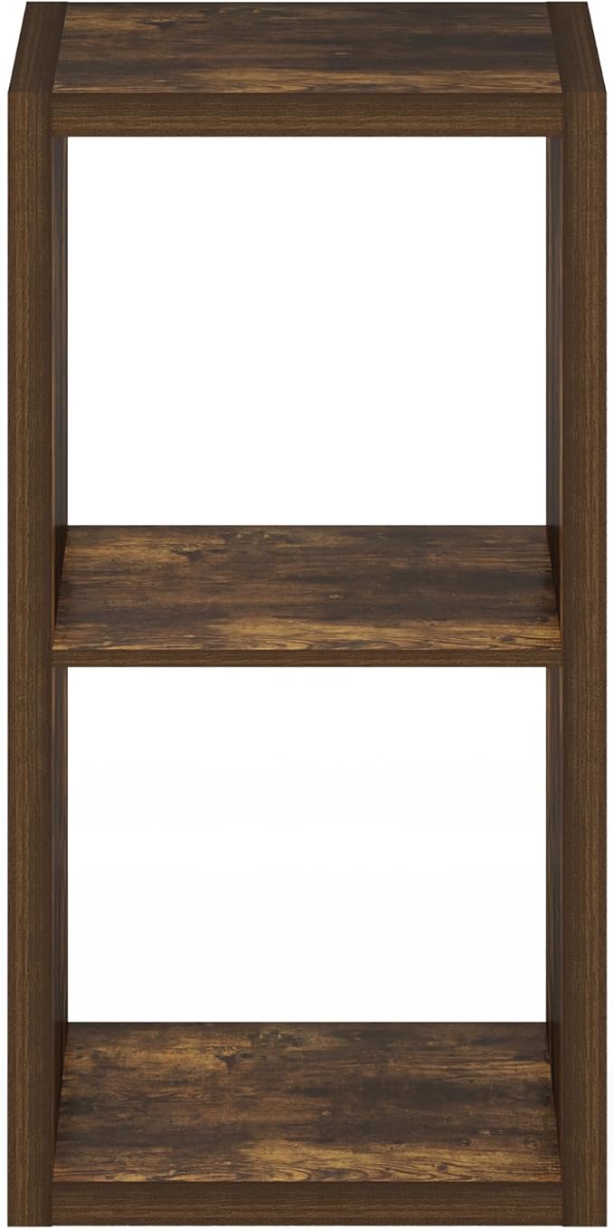 Furinno Cubicle Open Back Decorative Cube Storage Organizer, 2-Cube, Amber Pine