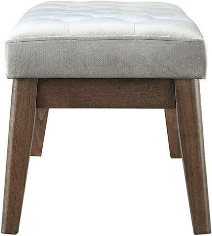 24KF Velvet Upholstered Buttons Tufted Entryway Bench with Solid Wood Leg,Bed Bench Ottoman with Padded Seat,5034-Gray