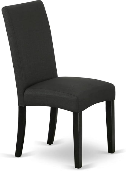 East West Furniture V697DR124-5 5 Piece Dining Room Table Set Includes a Rectangle Dining Table with V-Legs and 4 Black Color Linen Fabric Upholstered Chairs, 40x72 Inch, Multi-Color
