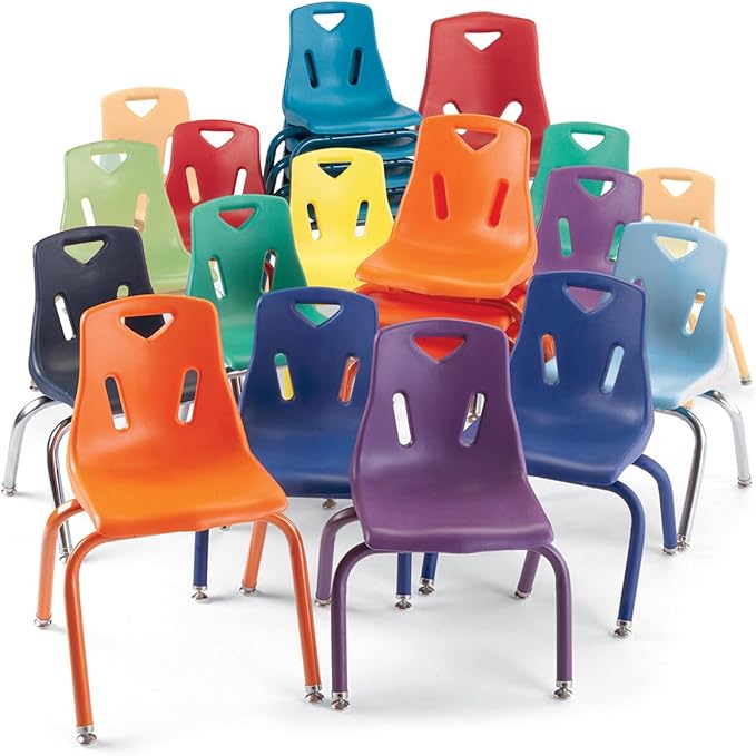 Berries Jonti-Craft 8140JC1005 Stacking Chair with Chrome-Plated Legs, 10" Height, Teal