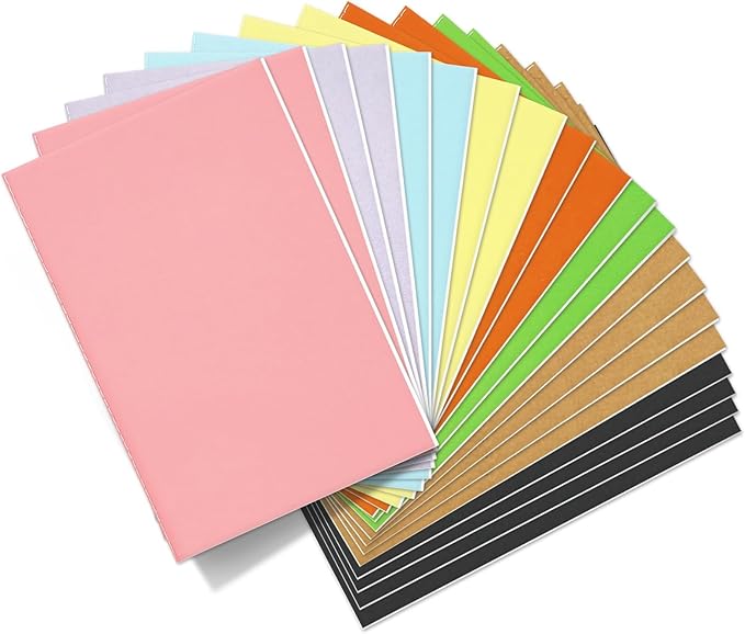 20 Pack Blank Books for Kids - 5.5"x 8.3", 60 Pages - Small Journals Bulk, Girls Notebooks for Drawing & Writing, Sketchbooks w/Colorful Soft Cover, Unlined Paper, A5 Travel Size