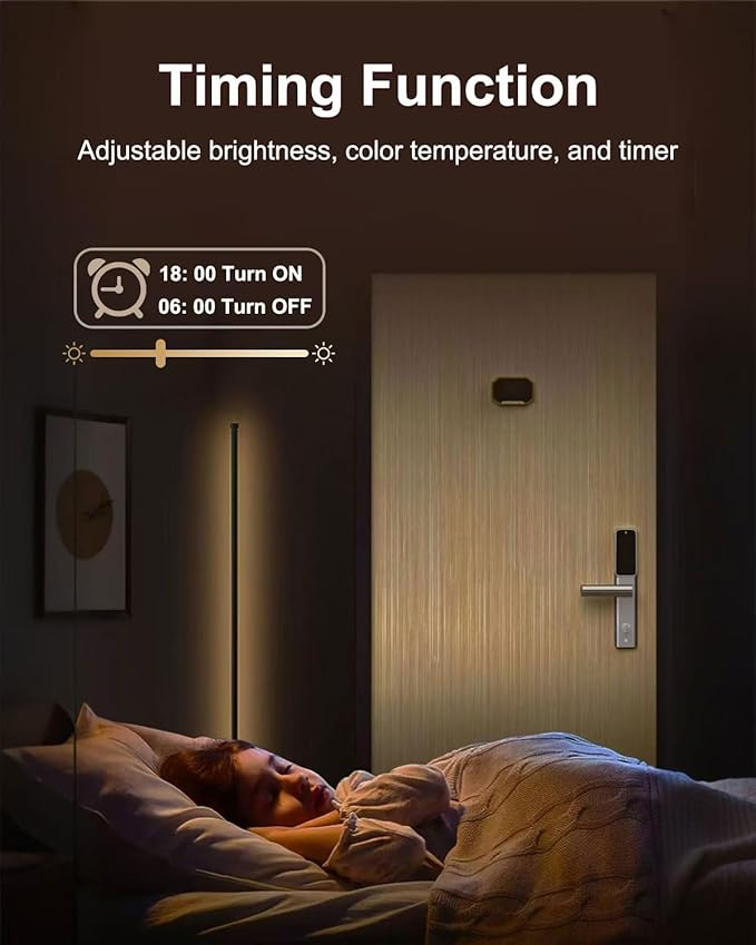 Keepsmile Smart RGB LED Corner Floor Lamp,172 LEDs Bright Standing Lamps for Living Room with APP and Remote,Modern Floor Lamp with Music Sync and 16 Million Colors, Ambient Lighting for Bedroom
