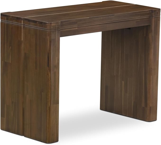 X12DA-0C8-12 14-Pc Mid Century Dining Set includes an Extendable Rectangle Kitchen Table, 1 Coffee Table and 12 Polyester Fabric Dining Chairs, 39x120 Inch, Antique Walnut