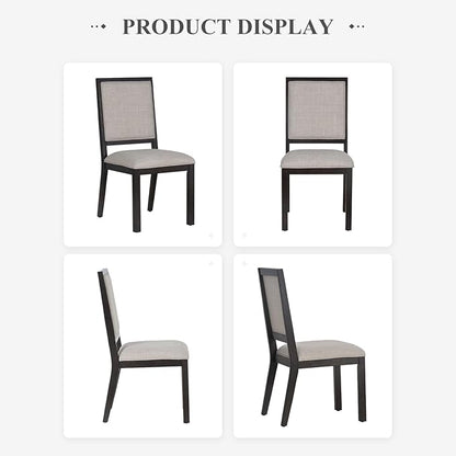 COLAMY Wood Dining Chairs Set of 2, Mid Century Modern Upholstered Kitchen Chairs,19 Inch Fabric Dining Chair with Back for Kitchen Dining Room,Brown