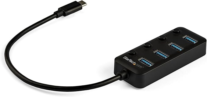 StarTech.com USB C Hub - 4x USB-A Ports with Individual On/Off Switches - Bus Powered - Portable - USB Type C Hub - USB C to USB Hub