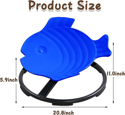 Sensory Spinning Chair for Kids with Autism, Fish-Shaped 360° Swivel Seat, Toddler Sit and Spin ADHD Chair for Autistic Children, Sensory Room Must Haves, Improves Balance & Motion Relief (Dark Blue)