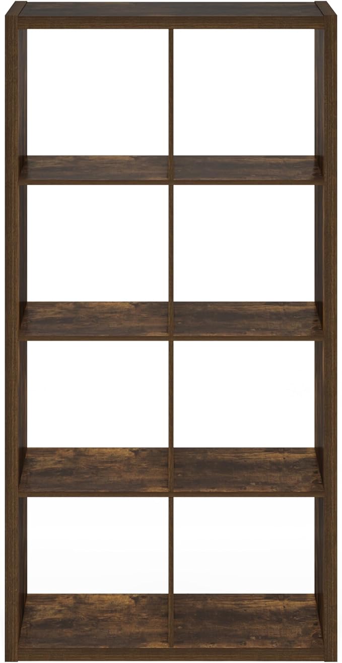 Furinno Cubicle Open Back Decorative Cube Storage Organizer, 8-Cube, Amber Pine