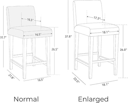 CHITA Counter Height Bar Stools Set of 2, 27" H Seat Height Upholstered Barstools, Fabric in Fog Grey