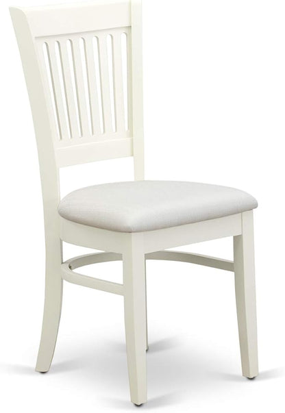 East West Furniture VAVA5-LWH-C 5 Piece Dinette Set for 4 Includes an Oval Dining Table with Butterfly Leaf and 4 Linen Fabric Dining Room Chairs, 40x76 Inch, Linen White