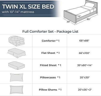 HEVUMYI Sage Green Twin-XL Comforter Set - 5-Piece All Season Bed in a Bag Twin-XL, Ultra Soft Bedding Set with Comforter, Flat Sheet, Fitted Sheet, Pillowcases, Pillow Shams, Sage Green