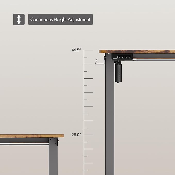Electric Standing Desk Adjustable Height, 55x24 Inches Sit Stand up Desktop for Home Office, Ergonomic Rising Computer Table with Memory Preset, Rustic Brown