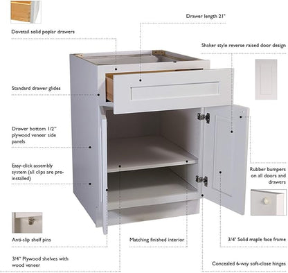 Design House Brookings Shaker Unassembled Wall Kitchen Cabinet W3336, 33 W x 12 D x 36 H, Painted White with Sherwin Williams®, Solid Wood – Design House, 543165