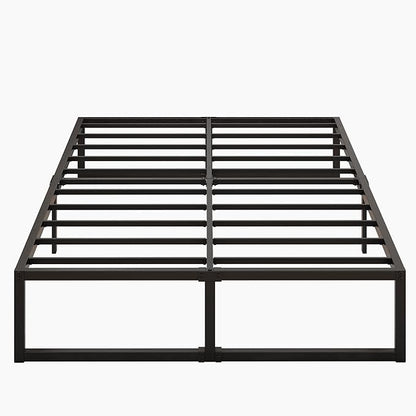 16 Inch Bed Frame Queen Size Heavy Duty Steel Slat Support Metal Platform Queen Bed Frame No Box Spring Needed, Easy Assembly, Black