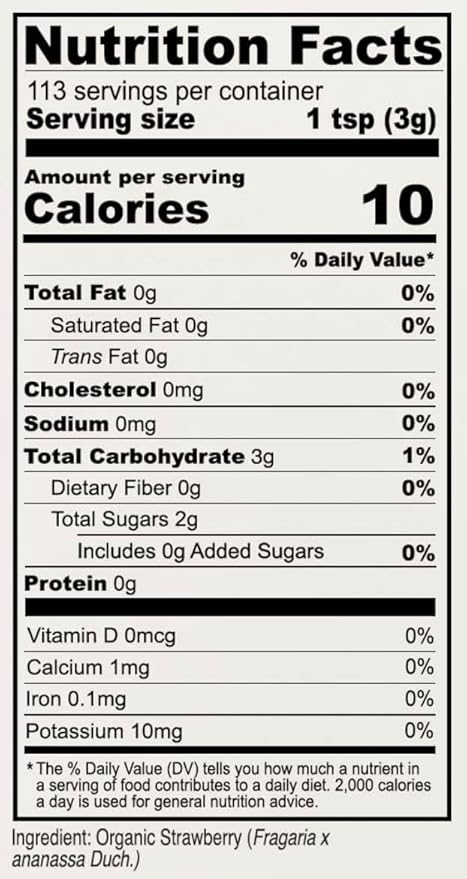 Anthony's Organic Strawberry Powder, 12 oz, Freeze Dried, Gluten Free, No Sugar Added, Non GMO