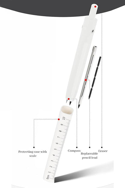 LABANCA 8 Pcs Compass Set with Protractor Rulers Pencil for Math Geometry (07734 White)
