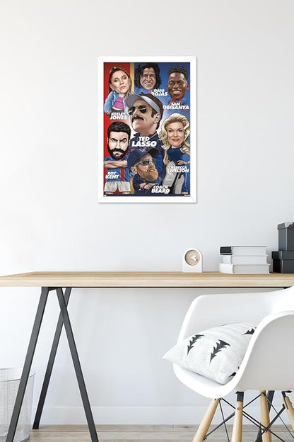 Ted Lasso - Character Grid Wall Poster, 22.4L" x 14.7W", White Framed Version