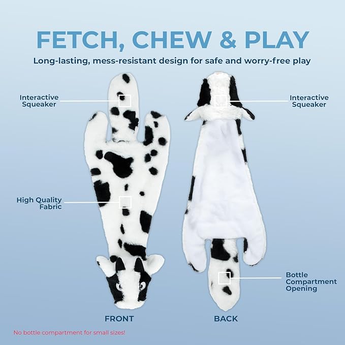 Best Pet Supplies Squeaky Dog Toys with Soft Durable Fabric for Small, Medium and Large Pets Interactive Toy for Indoor Play, Supports Active Biting and Play - Cow, Small