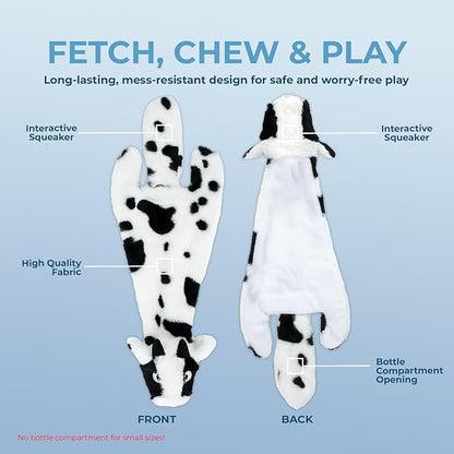 Best Pet Supplies Squeaky Dog Toys with Soft Durable Fabric for Small, Medium and Large Pets Interactive Toy for Indoor Play, Supports Active Biting and Play - Cow, Small