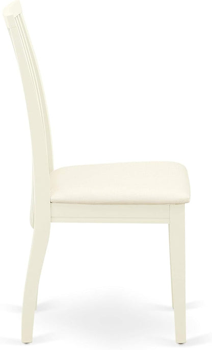 East West Furniture LGIP7-LWH-C 7 Piece Dinette Set Consist of a Rectangle Dining Room Table with Butterfly Leaf and 6 Linen Fabric Upholstered Dining Chairs, 42x84 Inch, Linen White