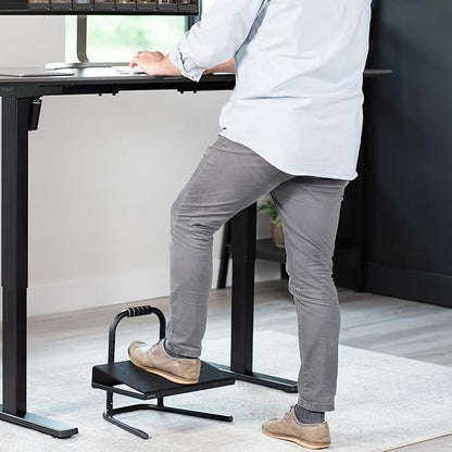 VIVO Ergonomic Height Adjustable Foot Rest Relief Platform, Elevated Stool for Comfortable Sit to Stand Workstation, Non-Slip Surface, Portable, Home Office Classroom Use, Black, STAND-FT01