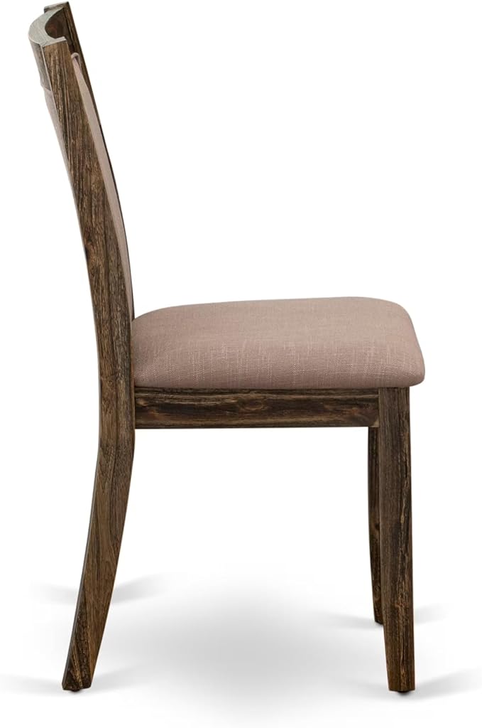 East West Furniture V727MZ748-9 9 Piece Dining Room Furniture Set Includes a Rectangle Dining Table with V-Legs and 8 Coffee Linen Fabric Parsons Chairs, 40x72 Inch, Multi-Color