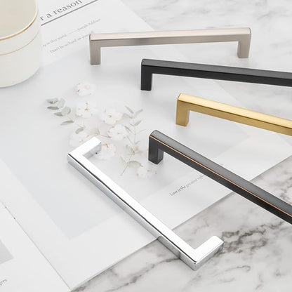 KOOFIZO 20-Pack Solid Square Bar Cabinet Handle - Black Furniture Pull, 5 Inch/128mm Screwhole Distance for Kitchen Cupboard Door, Bedroom Dresser Drawer, Bathroom Wardrobe Hardware