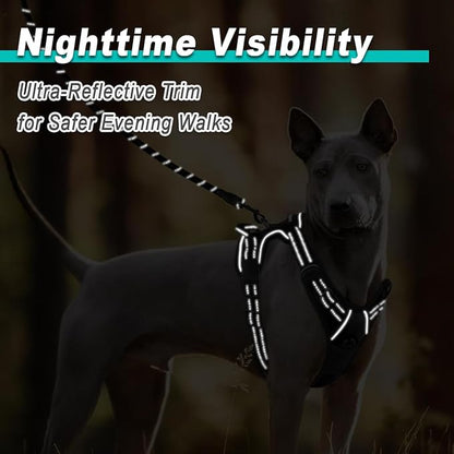 BARKBAY Dog Harness No Pull Mesh for Large Dogs - Adjustable, Reflective, Comfortable, No Choke, Heavy-Duty - Perfect for Outdoor Training, Walking, and Hiking - Strong & Durablee - XL & Black Mesh