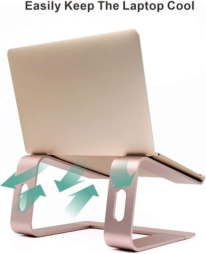 Ergonomic Aluminum Laptop Mount | Computer Stand & Holder - Compatible with MacBook, HP, Lenovo, Samsung, Huawei & More (10-17.3" Laptops) - Rose Gold