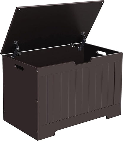 VASAGLE Storage Chest, 29.9 Inches Width Storage Bench, Entryway Bench with 2 Safety Hinges, Shoe Bench, Farmhouse Style, for Entryway, Bedroom, Living Room, Espresso Brown ULHS11BR.