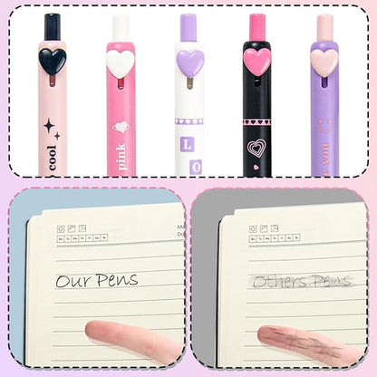 Gel Pens 5-Pack Quick-Dry Smudge-Resistant Ink, Writing Tools for School, Office, Creative Projects | Aesthetic Gift Set for Students/Teachers/Nurses/Professionals (Pink)